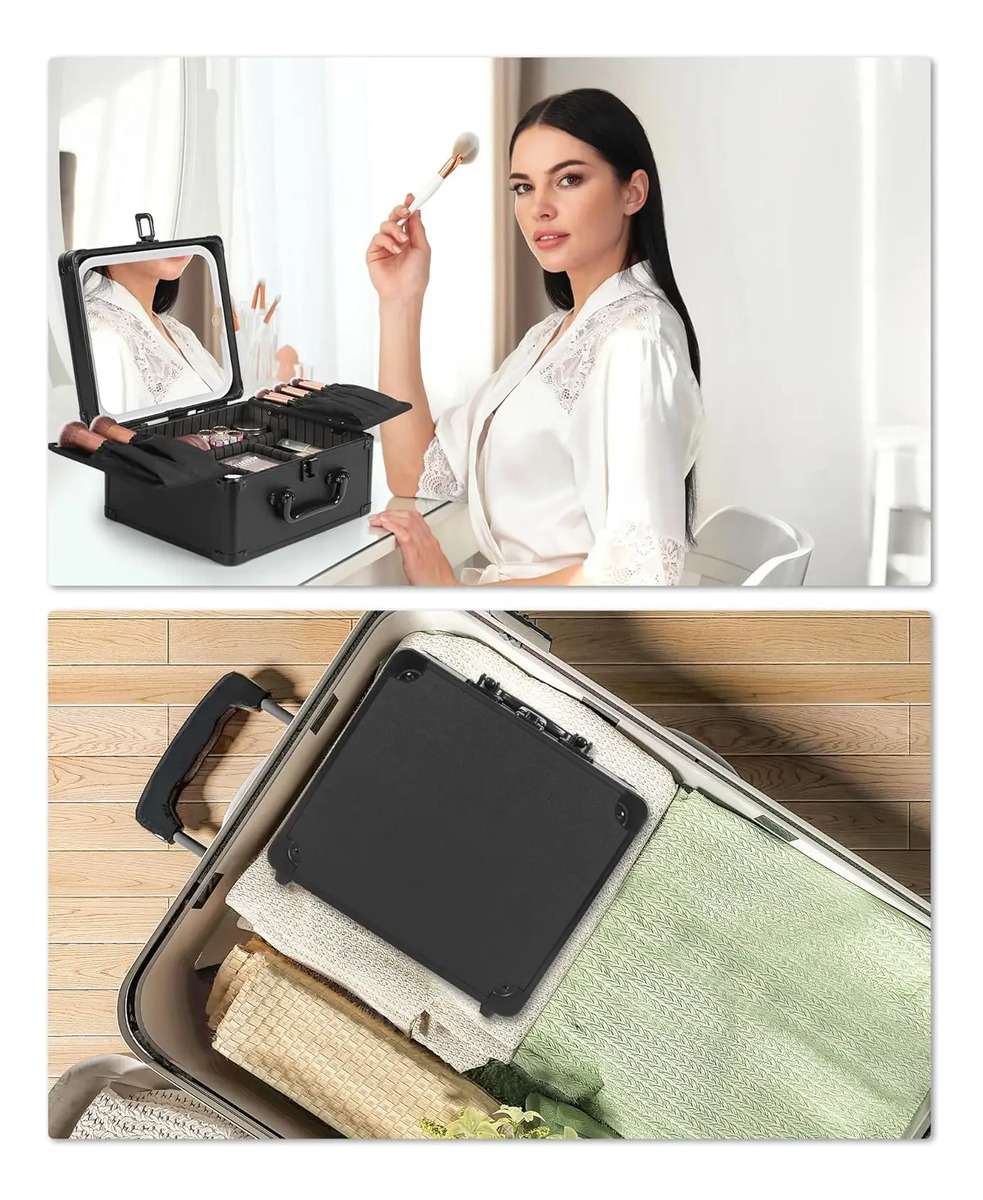 Bolsa De Maquillaje Con Espejo Led Recargable Para Mujeres - Image 7