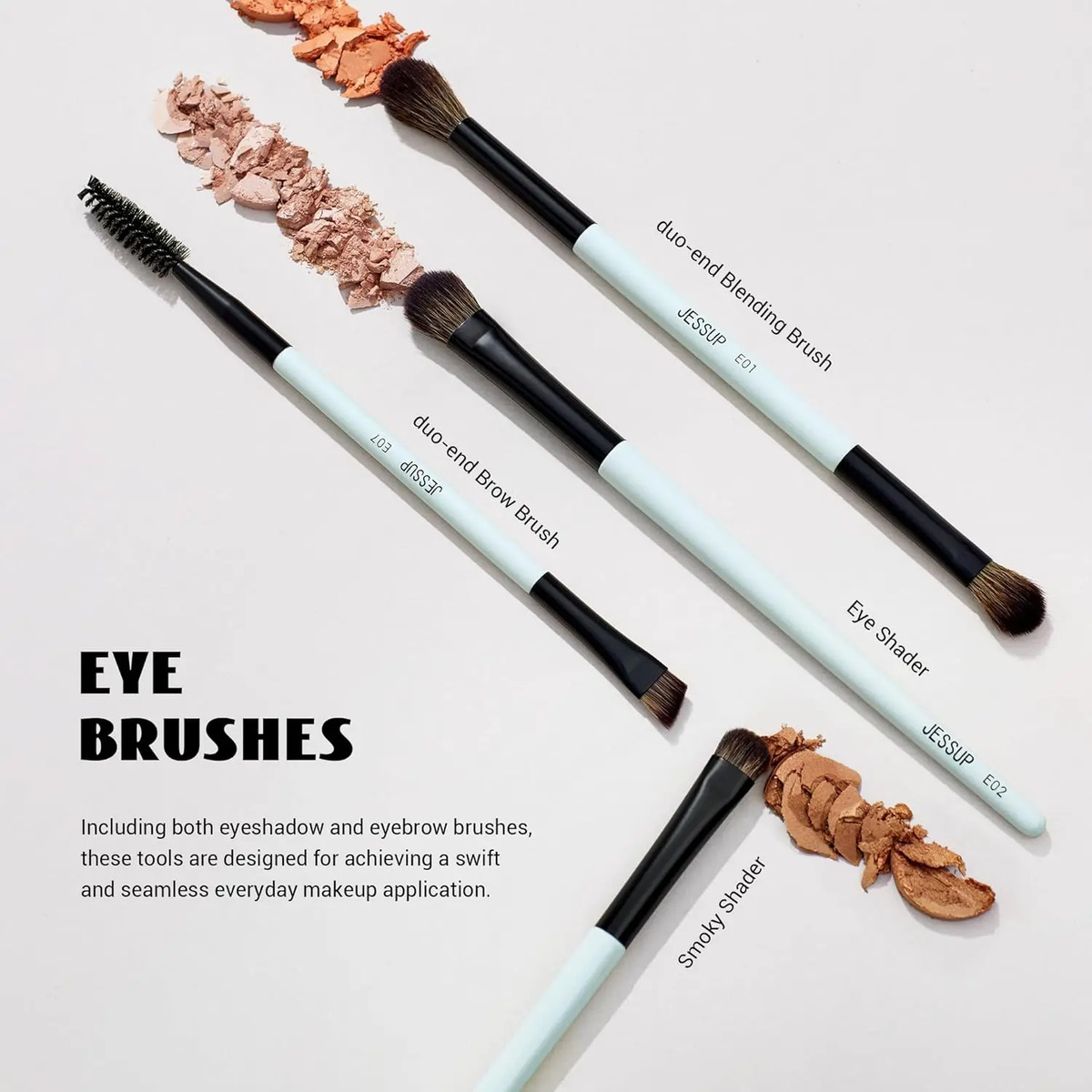 Pinceles De Maquillaje Jessup Set 6 Piezas Fibra Vegana Cyan - Image 5