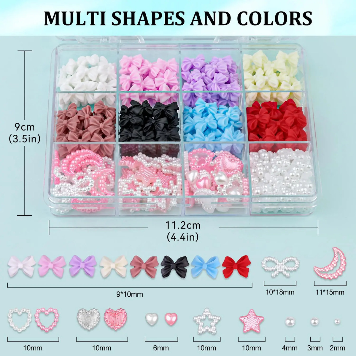 Charms De Uñas De 3d Y Perlas Planas De 2 A 6 Mm En 8 Colore - Image 2