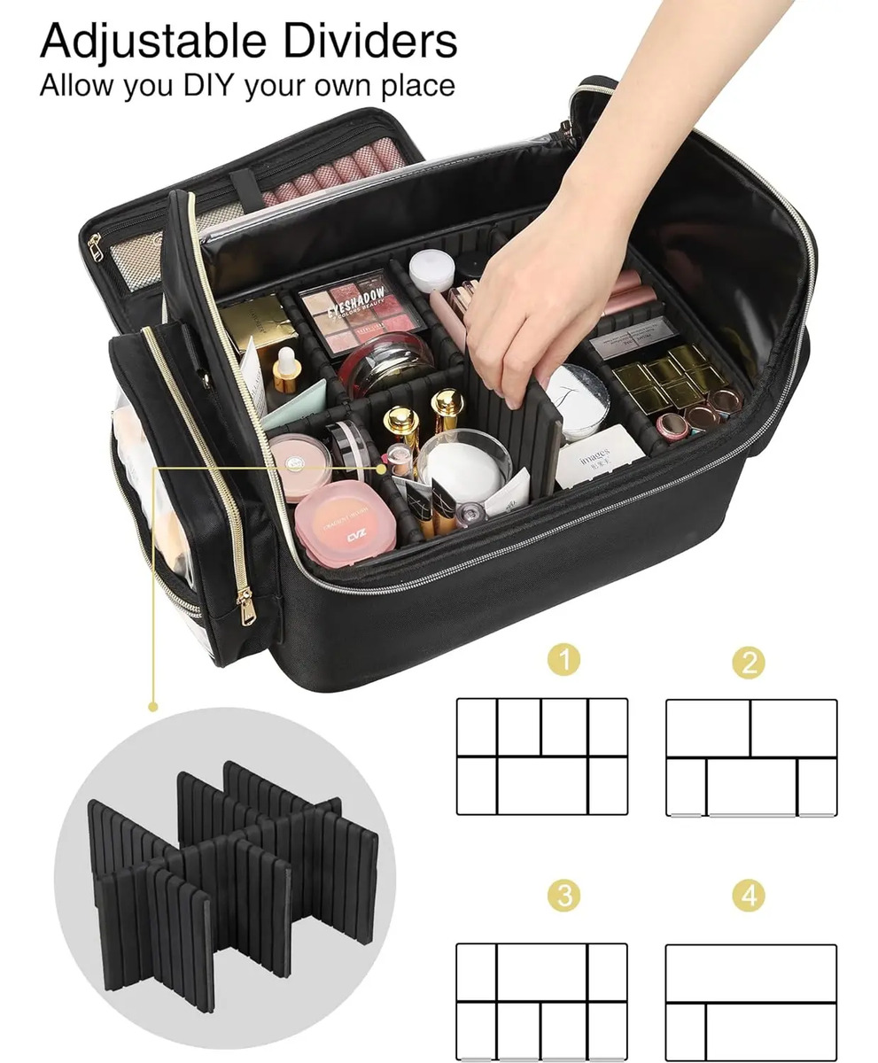 Bolso De Maquillaje Extra Grande Con Divisores Ajustables - Image 4