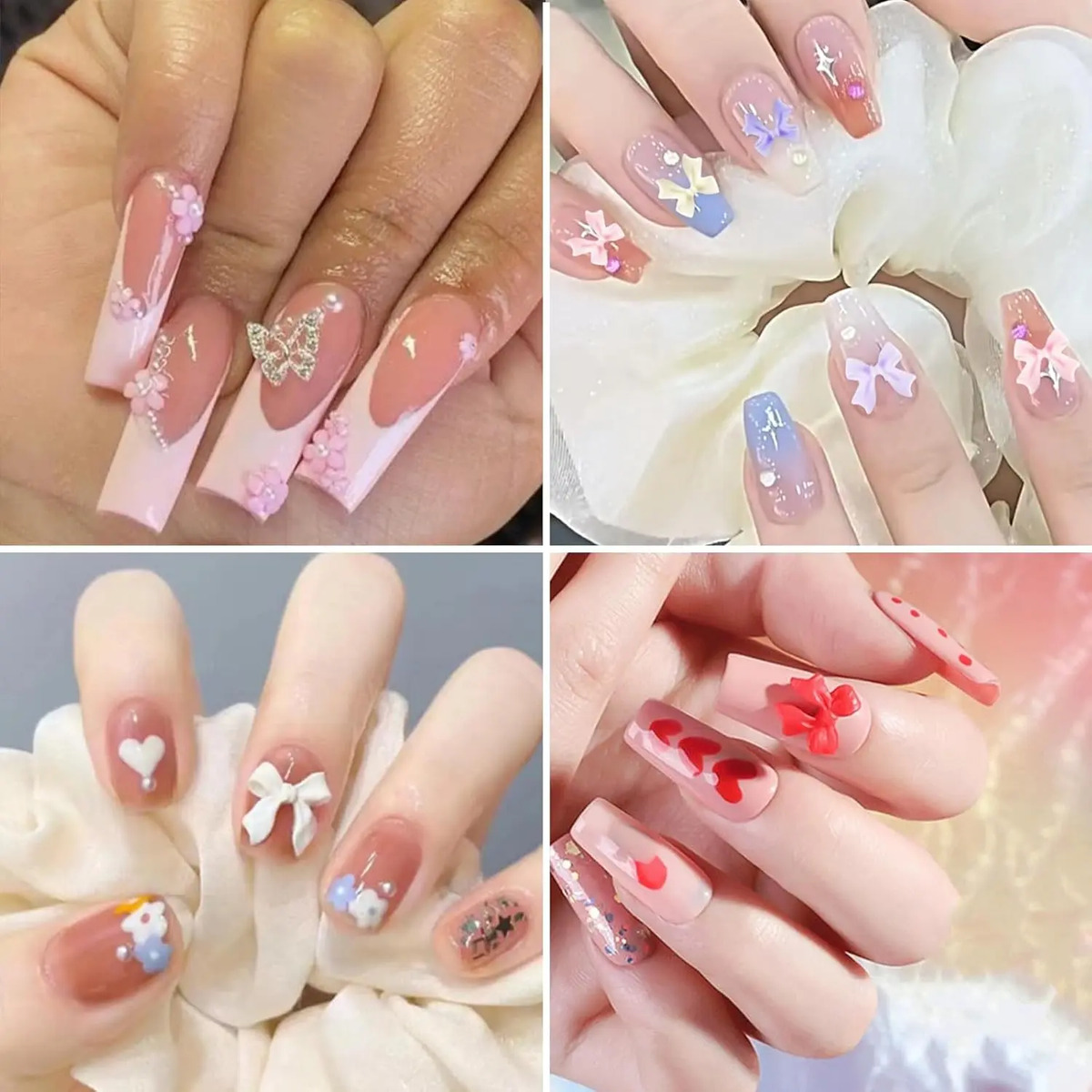 Adornos De Uñas Flor Mariposa 3d Con Cristales Ab Estrellado - Image 7