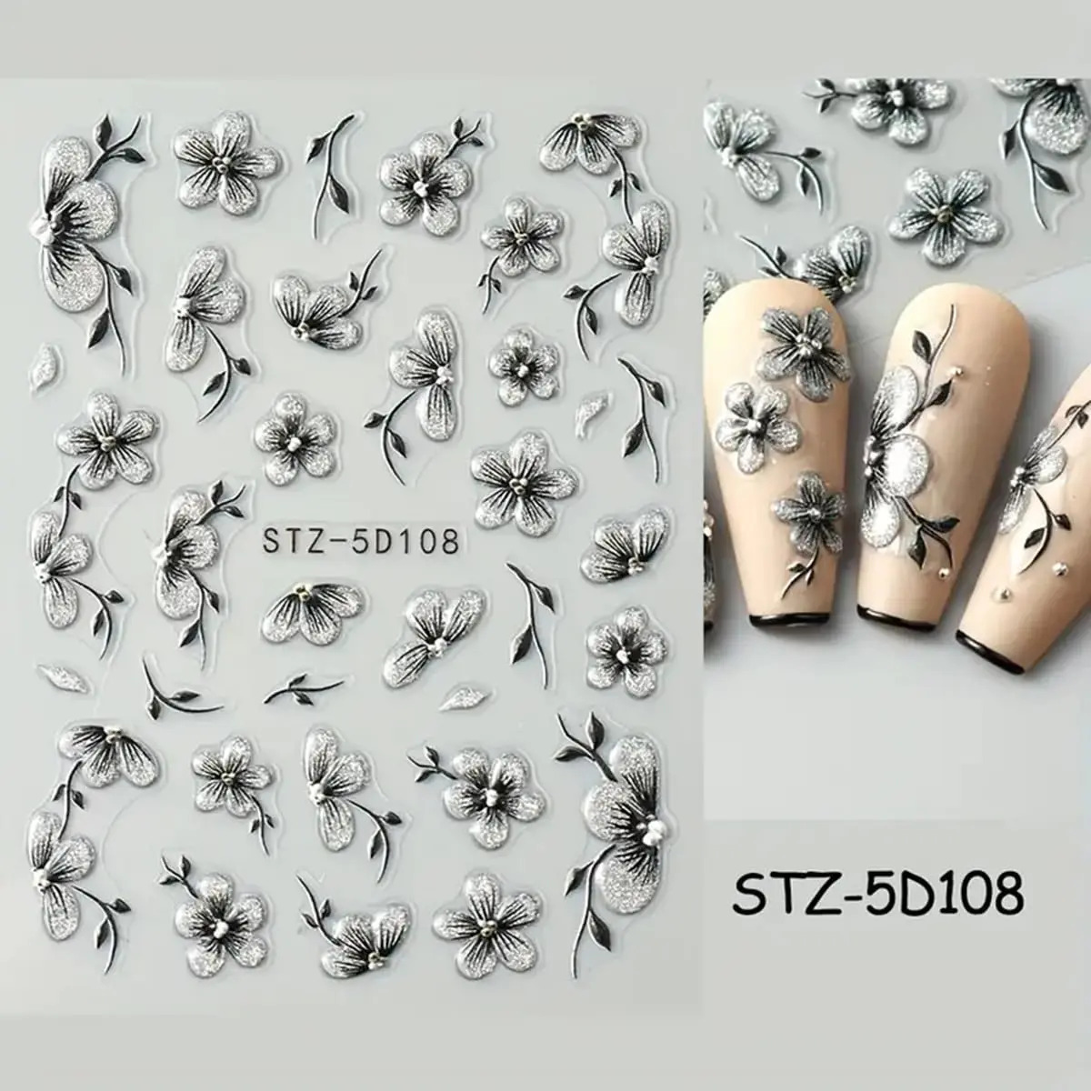 Pegatinas De Flores Para Uñas Decoradas Con Diseños De Hojas - Image 7
