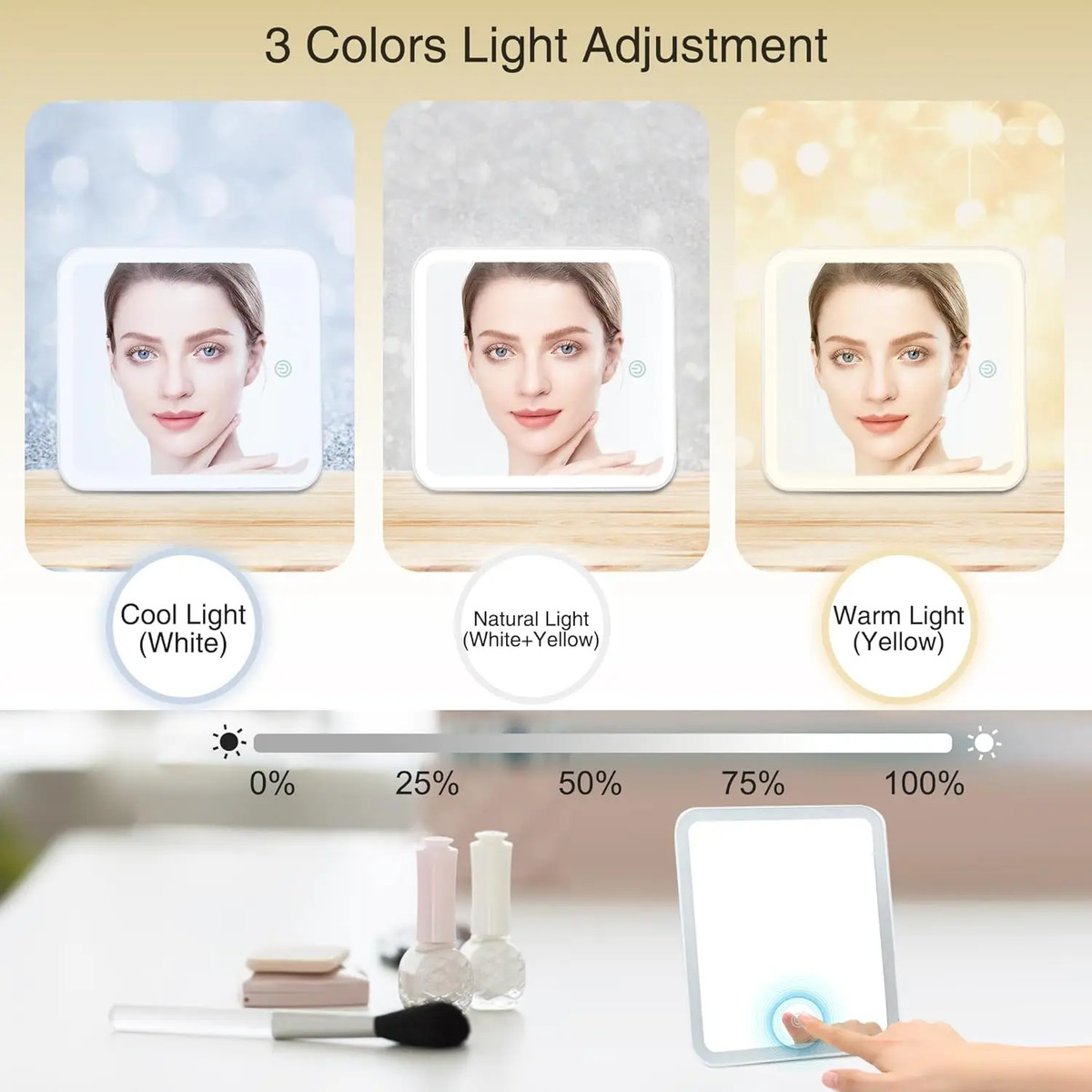 Maletín De Maquillaje Negro Con Espejo Led - Image 3