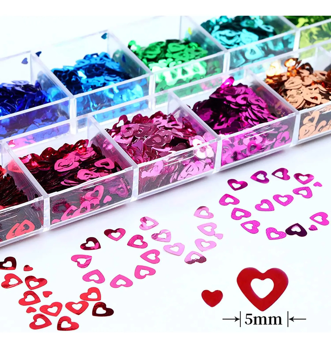 Decoraciones De Uñas Con Corazones Holográficos Y Purpurina - Image 2