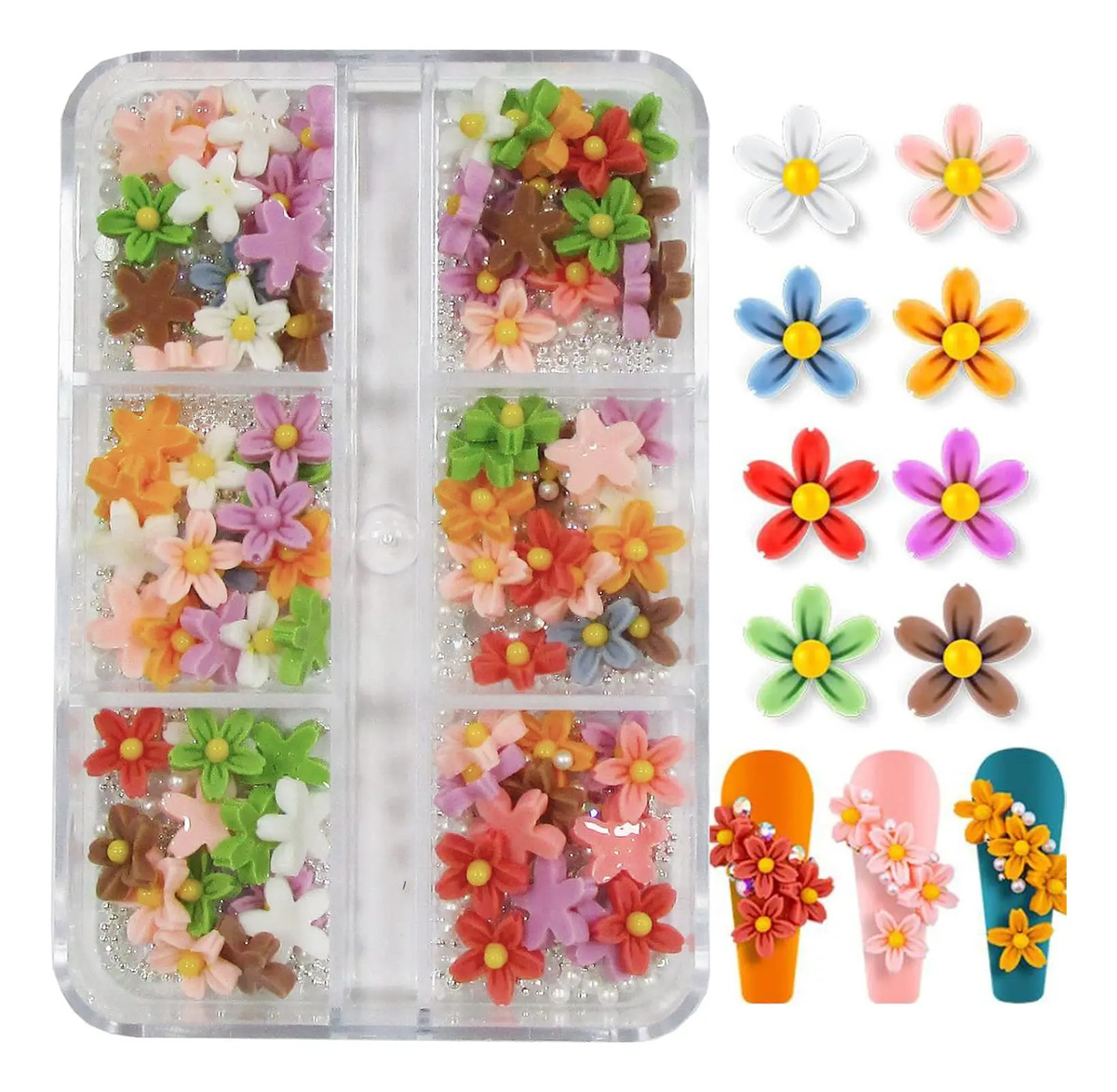 Adornos De Uñas Con Flores En 3d Y Cuentas De Colores Para D - Image 3