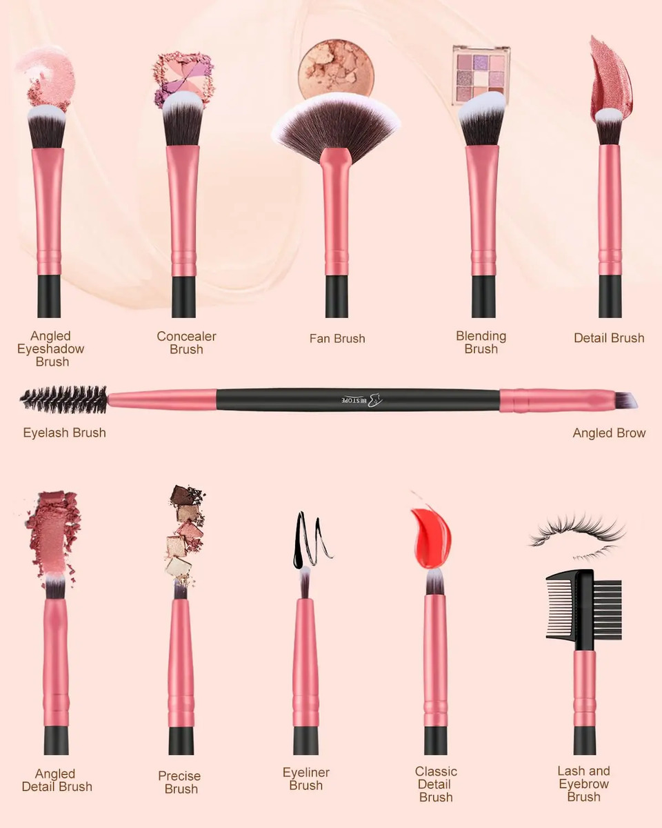 Pinceles De Maquillaje Bestope Pro De 16 Piezas Para Rostro Black Rose Golden - Image 3