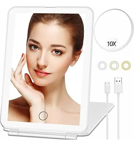 Espejo De Maquillaje Aumento 10x Luz Led Portátil Cosmetico - Image 3