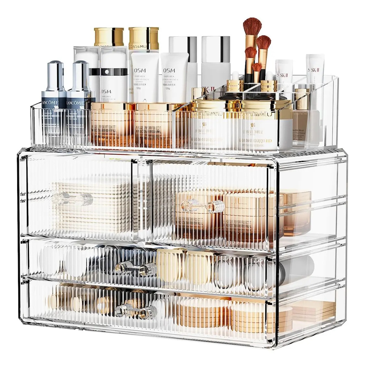 Organizador De Maquillaje Con 4 Cajones Y Espacio Para Joyer (2 Base, 2 Drawers) With Top