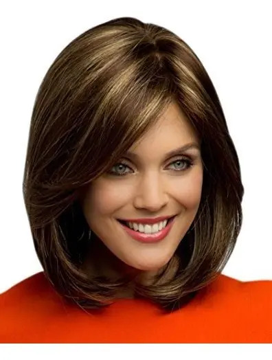 Peluca Pra Mujer Pelo Corto Castaño Pelo Sintetico