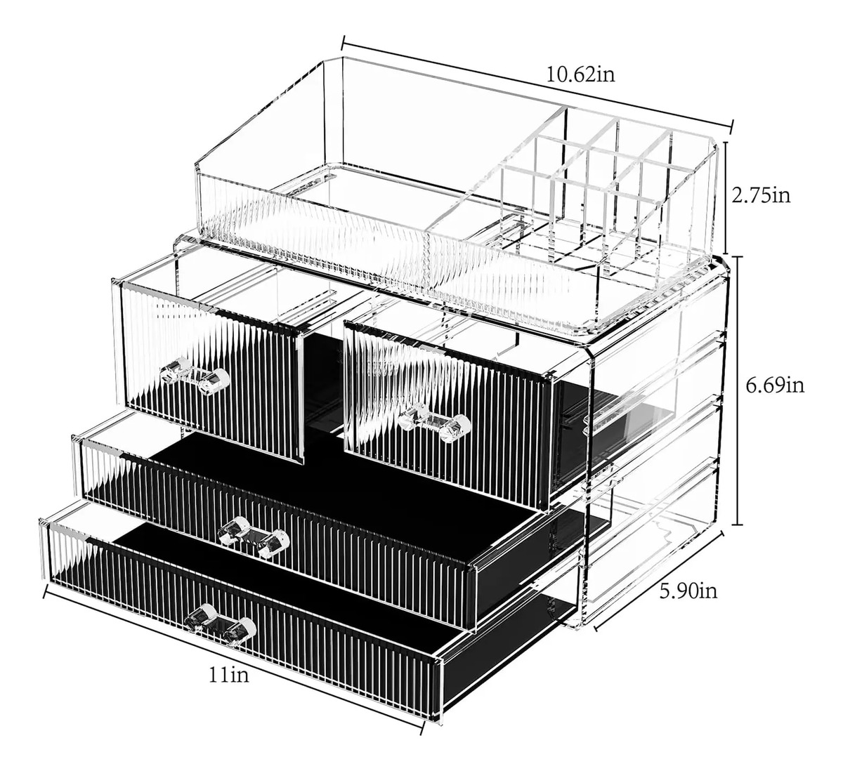 Organizador De Maquillaje Con 4 Cajones Y Espacio Para Joyer (2 Base, 2 Drawers) With Top - Image 6