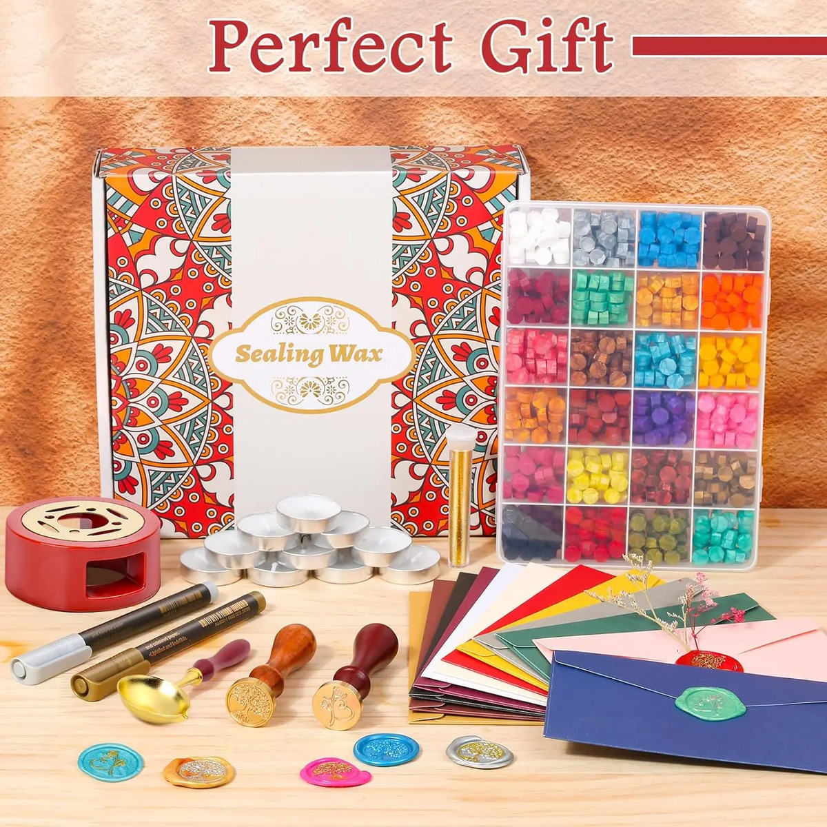 Kit De Sellado Paxcoo Con Perlas, Calentador Y Sobres Multicolored - Image 7