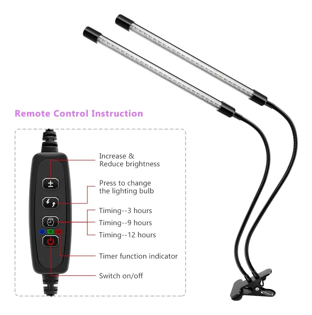 Luz Uv Led Negro Doble Cabeza, 39-40cm Brazo Flexible 2-head - Image 5