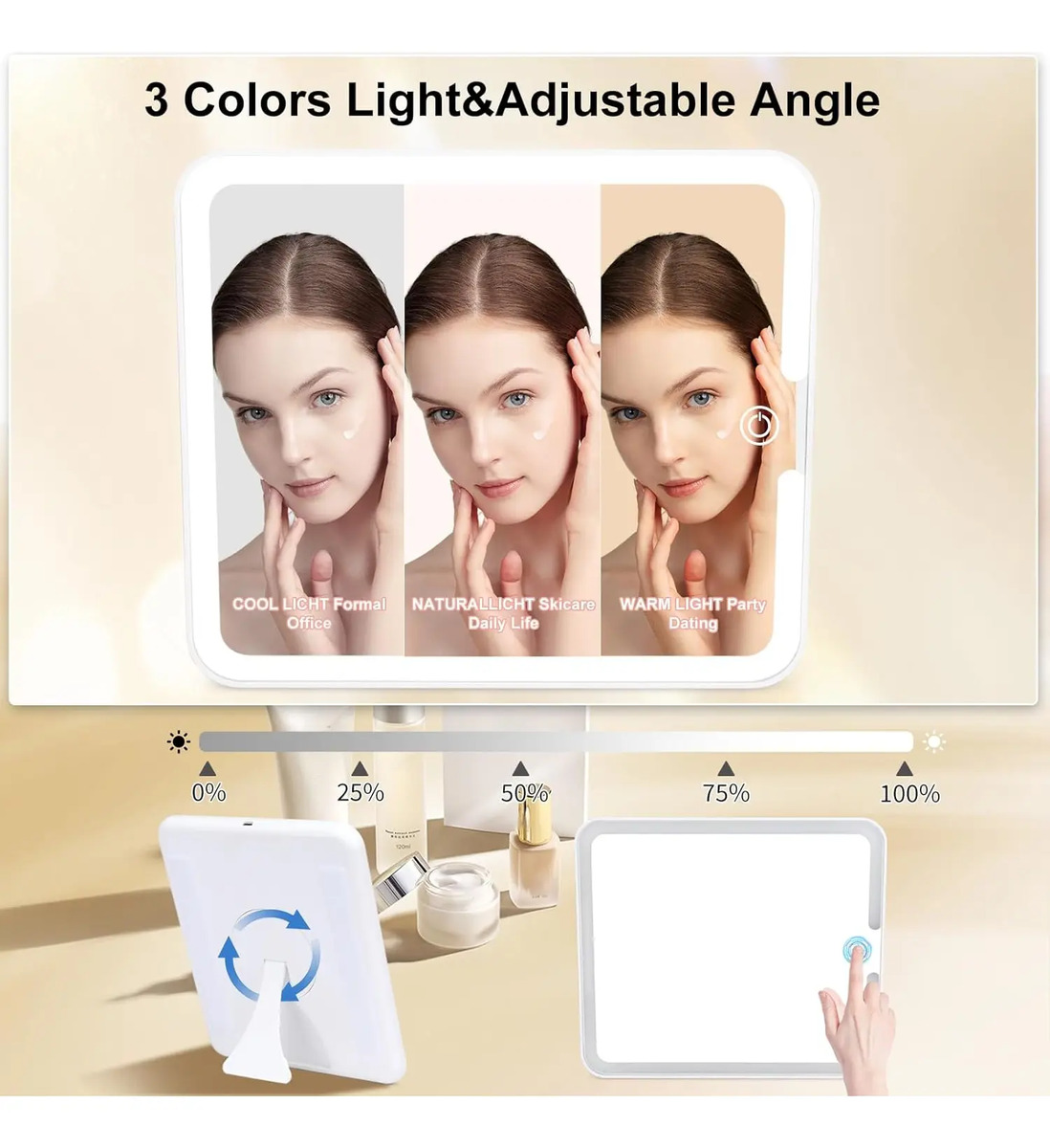 Caja De Maquillaje Con Espejo Led, Regalo Para Mujeres, Negr - Image 3