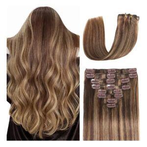 Cabello Humano Clip Mujer Marrón Marrón