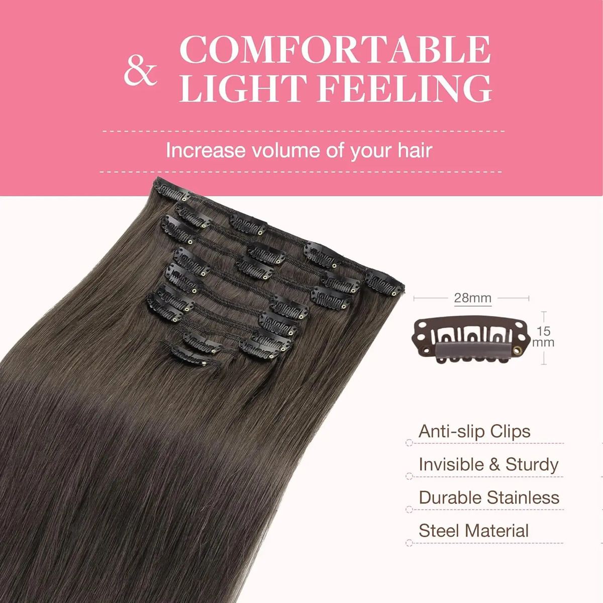 Extensiones De Cabello Humano De 51 Cm Y 150 Gramos Marrón - Image 6