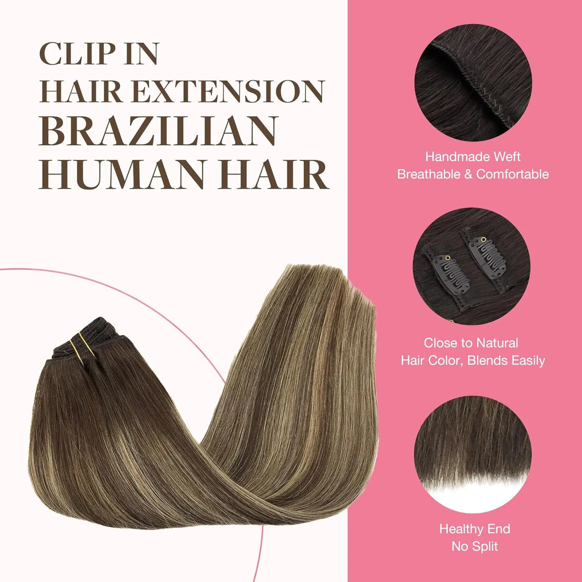 Cabello Humano Remy 51 Cm Marrón - Image 3