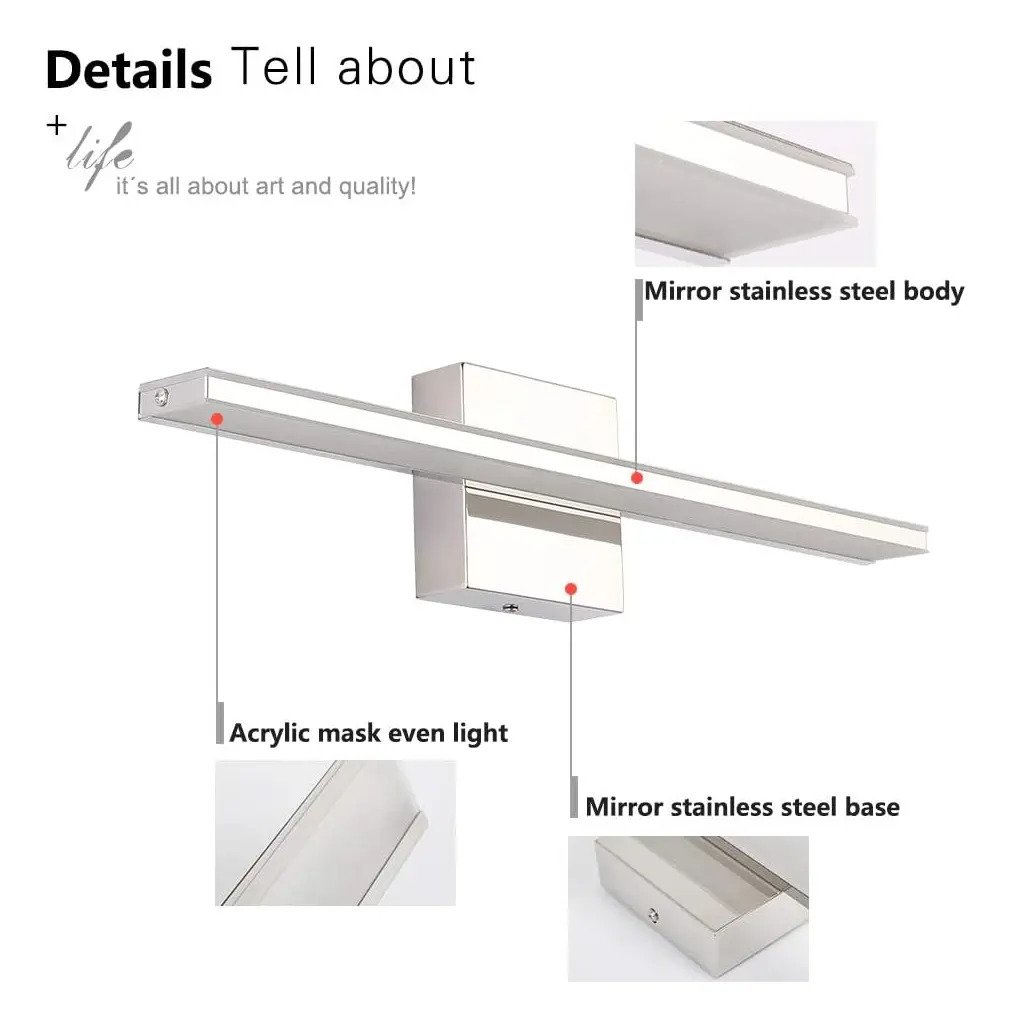 Barra De Luz Led Para Baño, 51 Cm, Cromada, 12w, Sobre Espej - Image 9