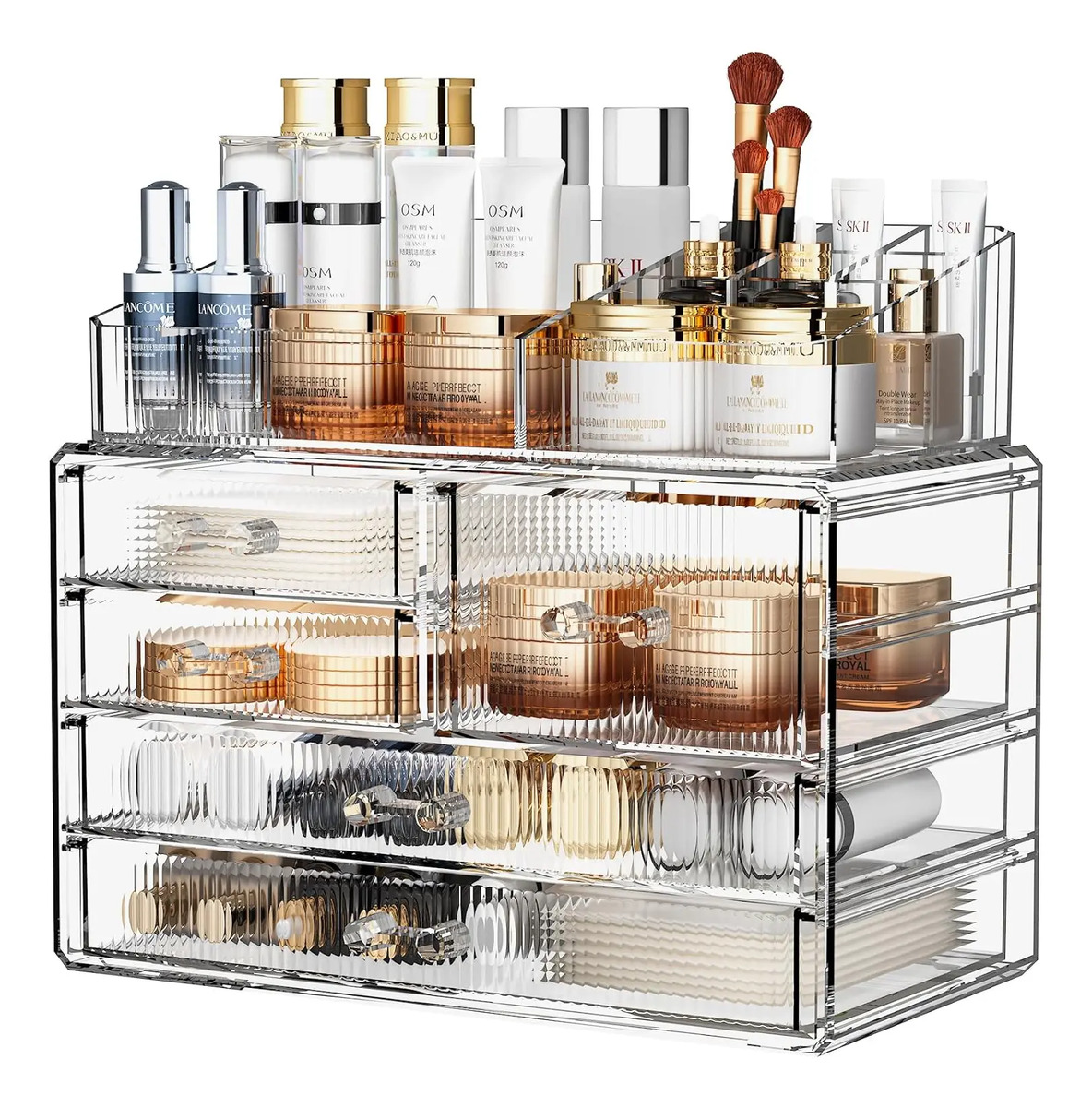 Organizador De Maquillaje Con Cajones Y Bandejas Para Bellez (2 Base, 3 Drawers) With Top