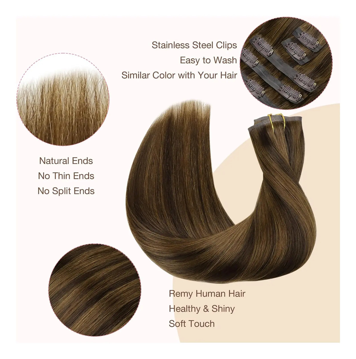 Peinados Clip-in De Pelo Natural Para Mujeres 35.5cm - Image 6