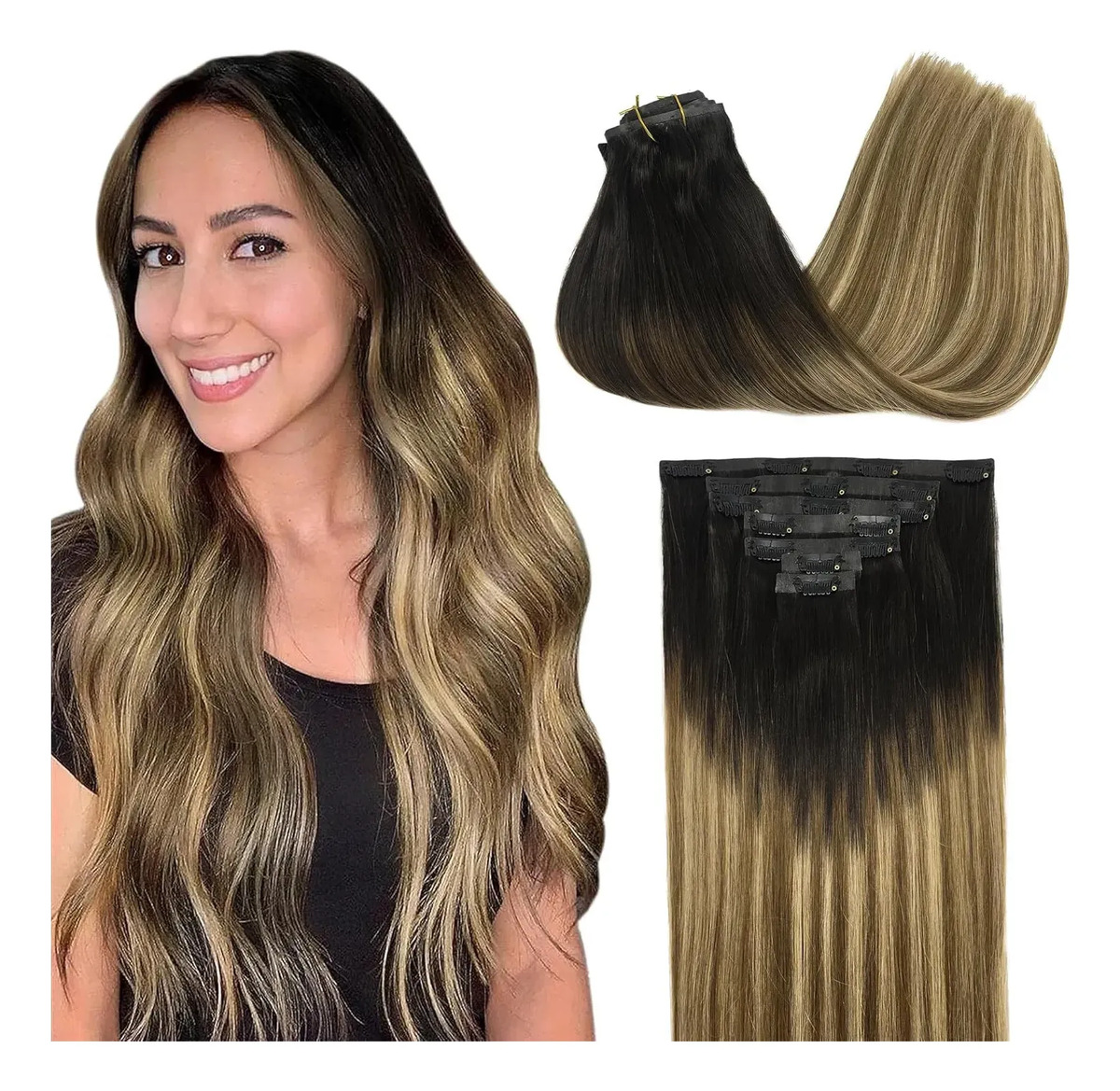 Cabello Remy 45 Cm Balayage Marrón Rubio Balayage Marrón Rubio