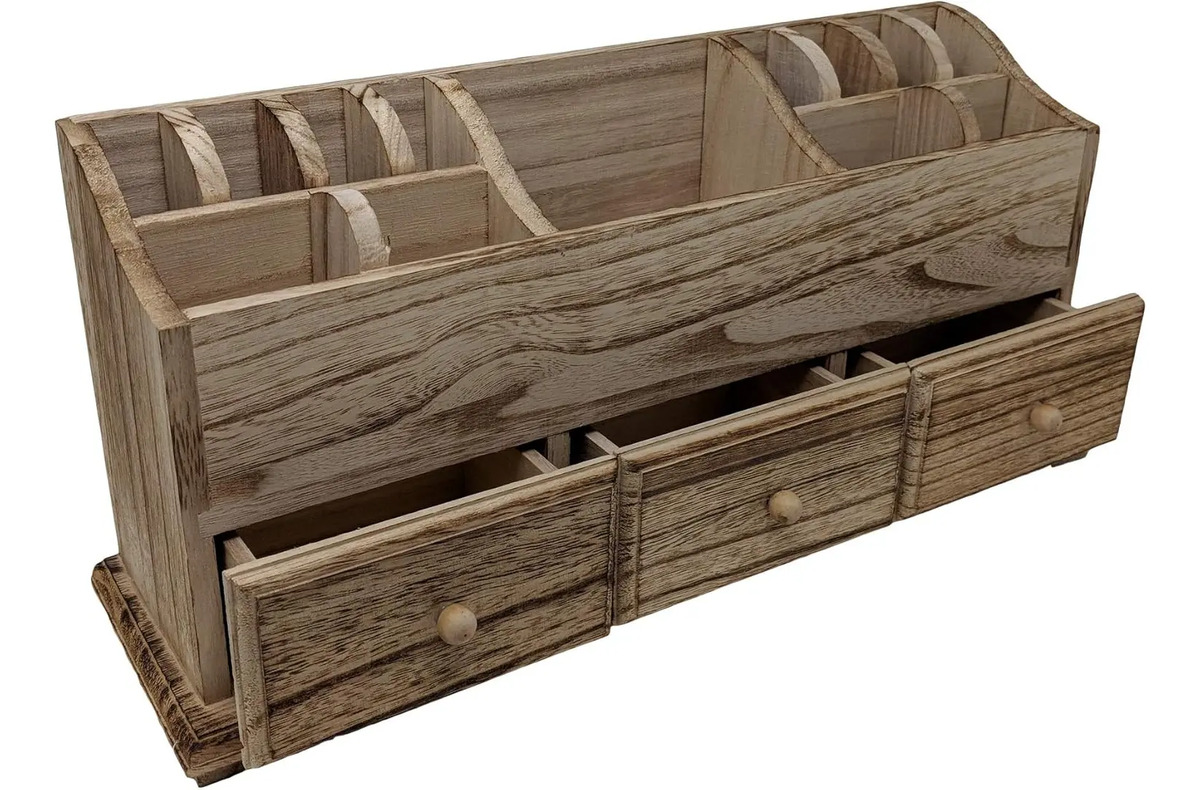 Organizador De Escritorio Madera Para Maquillaje Y Joyería E Torched Wood - Image 2