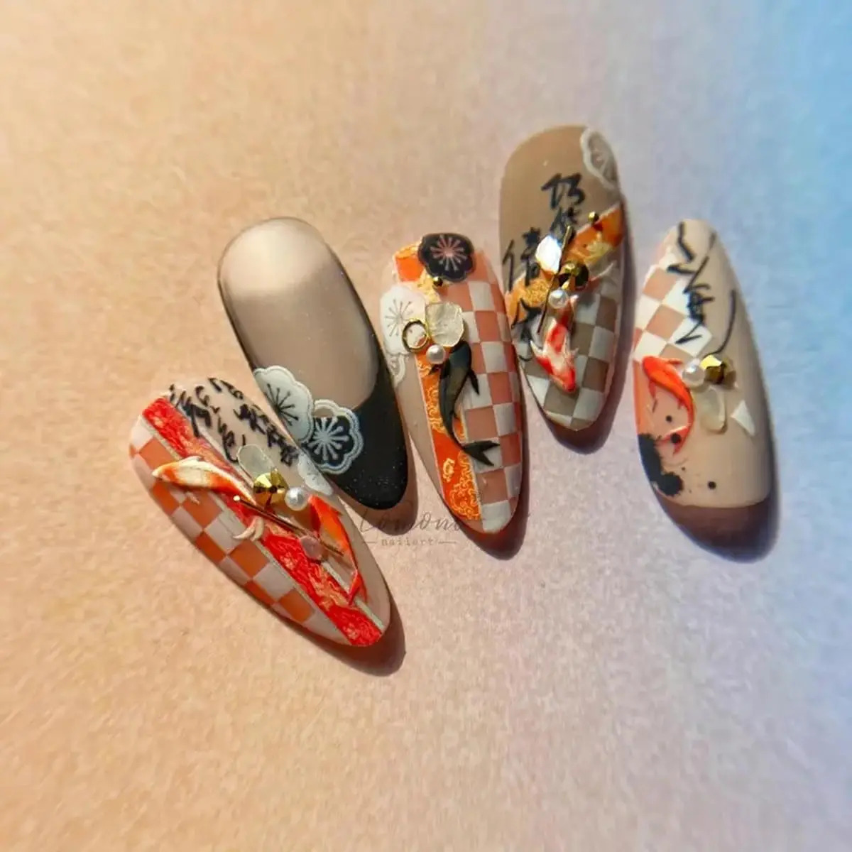 Pegatinas De Nail Art De Peces Koi Rojos Y Pez Dorado De 5d - Image 7