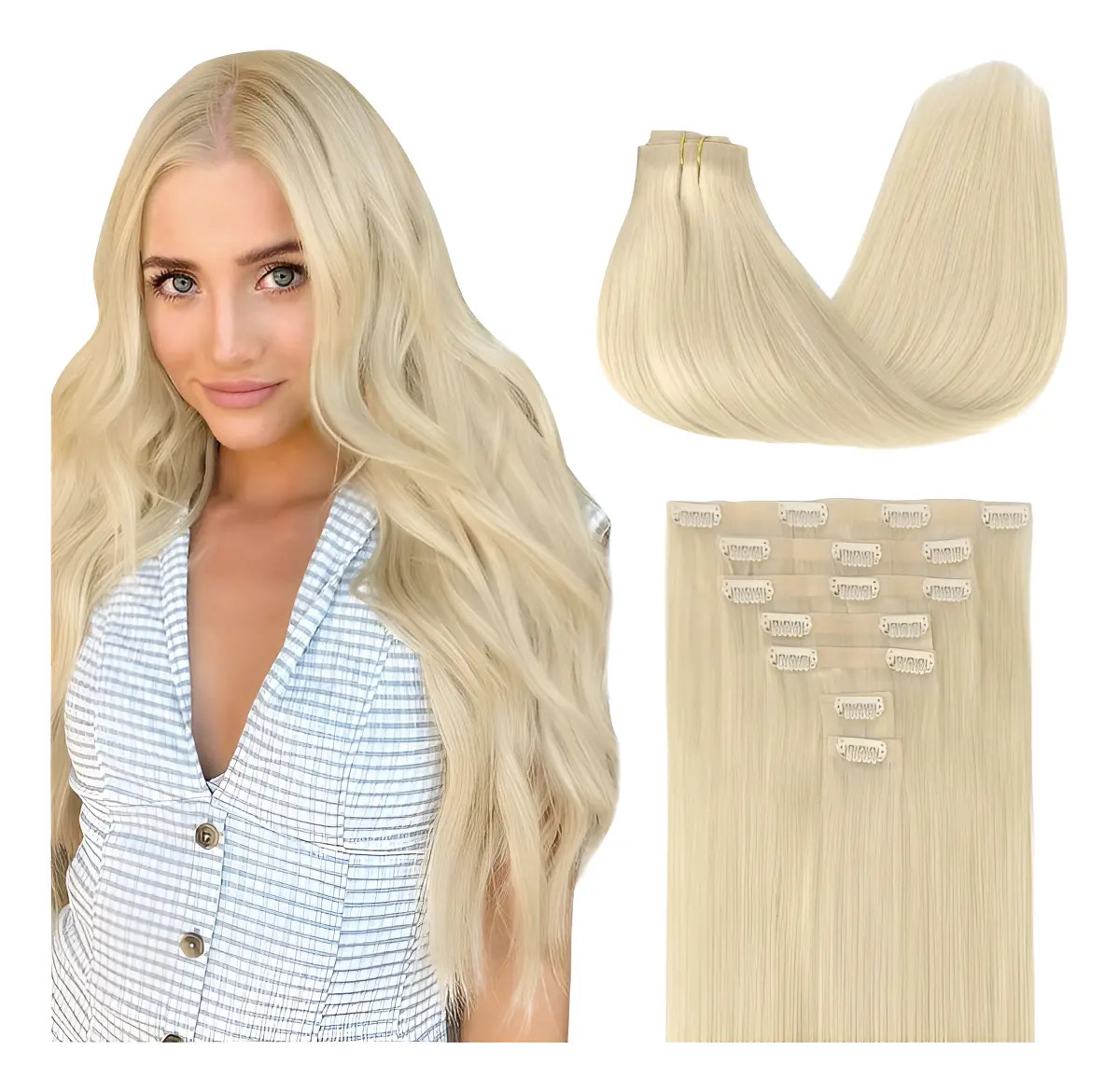 Extensiones Cabello Remy 45cm 110g Rubio Platino