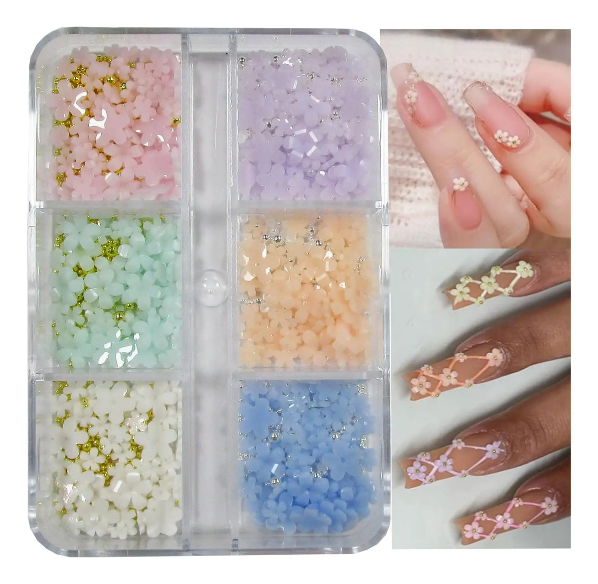 Adornos De Uñas Con Flores En 3d Y Cuentas De Colores Para D - Image 6