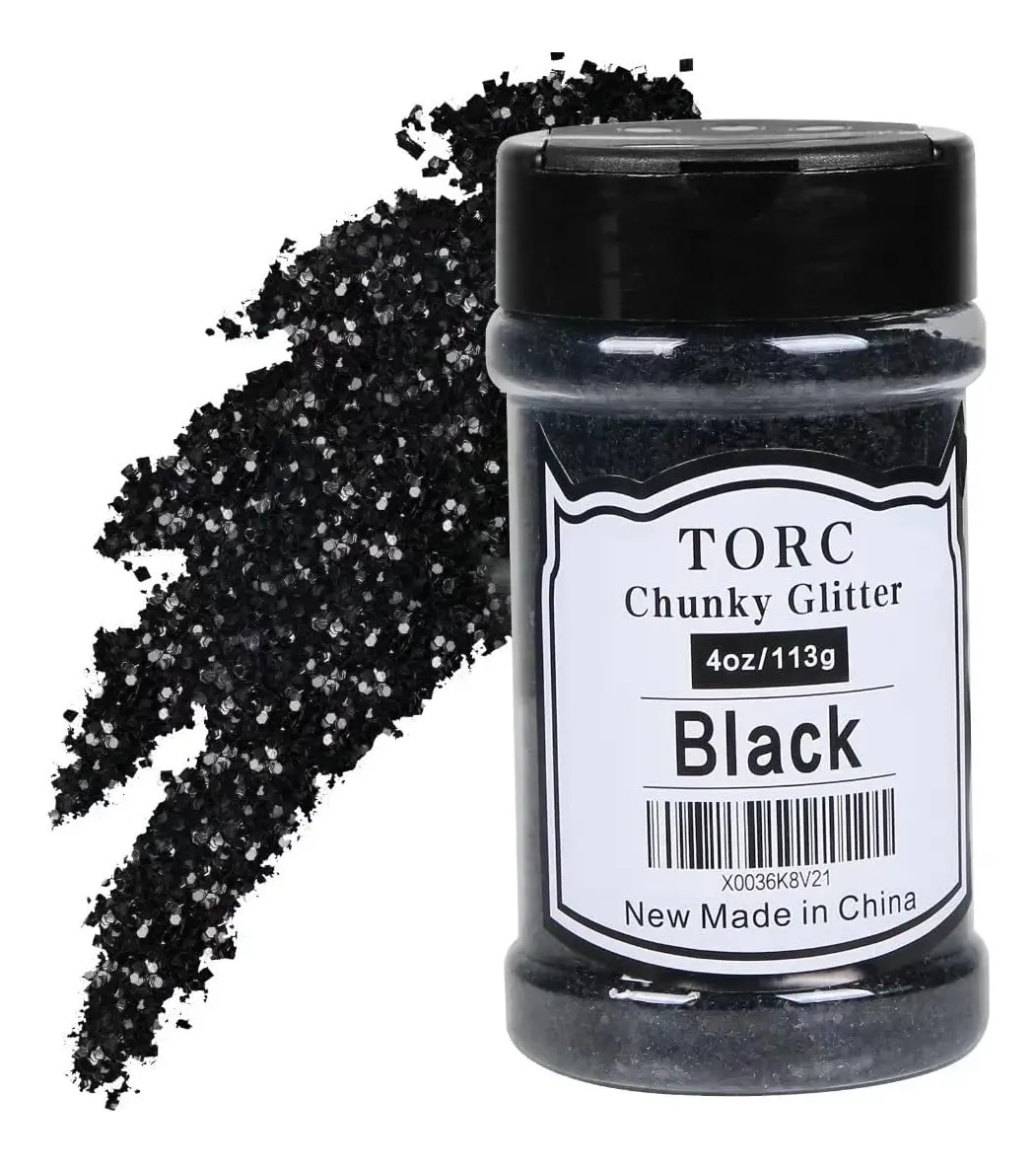 Brillo De Glitter Negro Grueso Para Uñas Y Decoración, 115ml Black