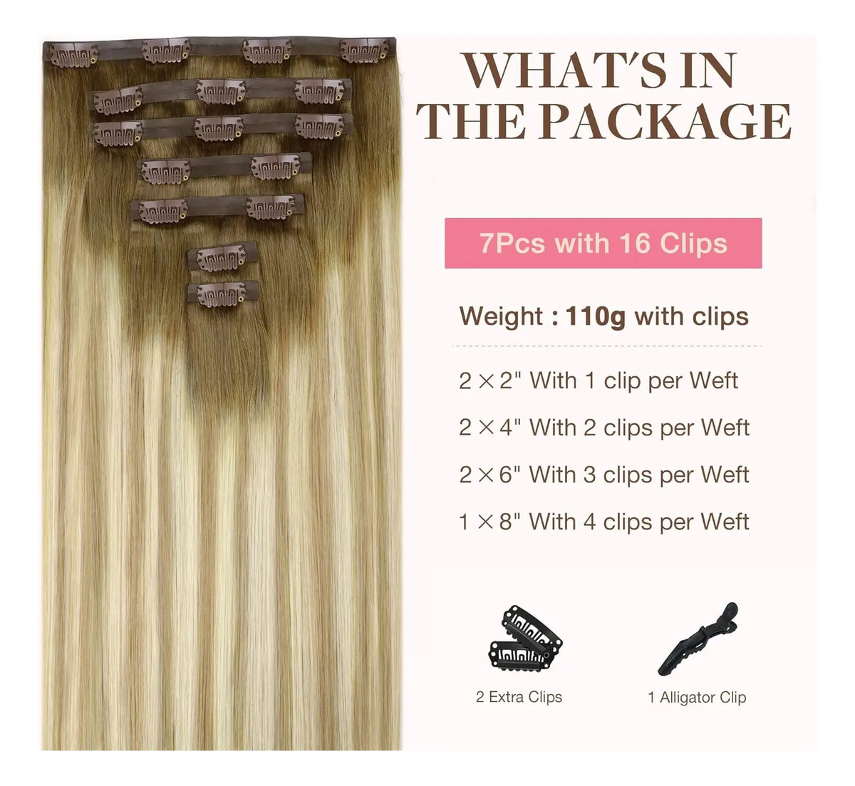 Extensiones Cabello Humano Remy 35 Cm 110g Para Mujeres - Image 2