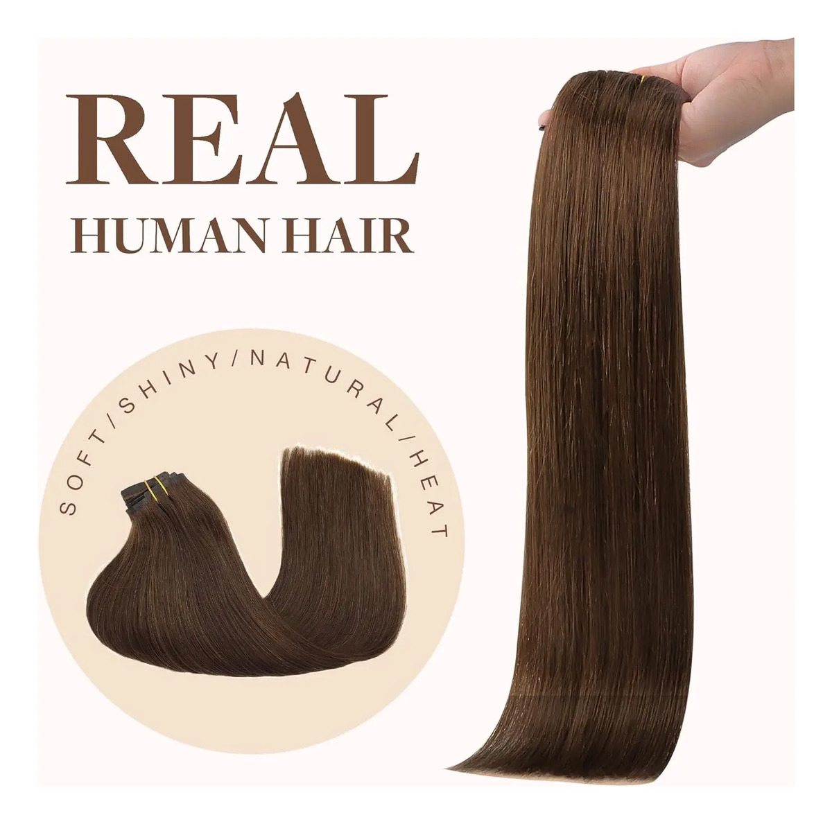 Cabello Humano Remy 51 Cm Marrón Chocolate Marrón Chocolate - Image 8
