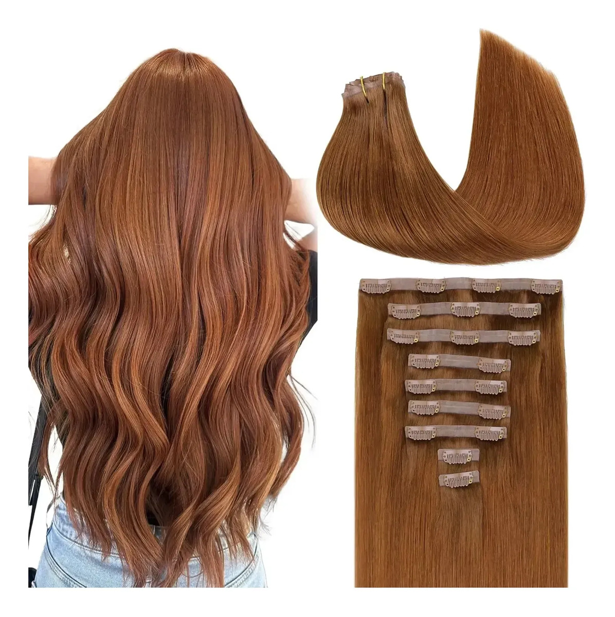 Cabello Humano Remy 35 Cm Color Cobre Cobre