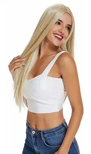 Peluca Rubia Para Mujer, Pelo Sintético, Rectas Largas