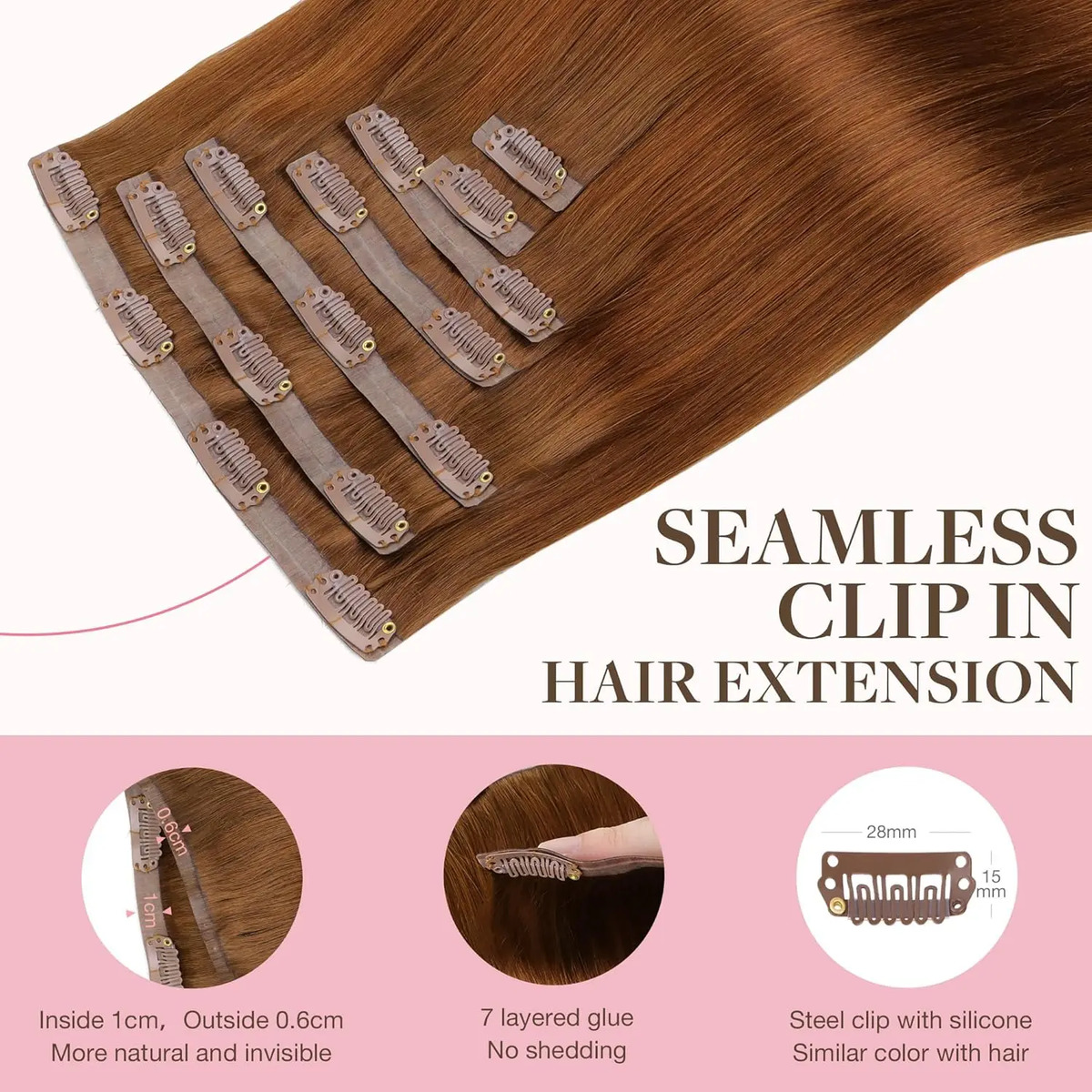 Cabello Humano Remy 40cm 110g Color Cobre Cobre - Image 3