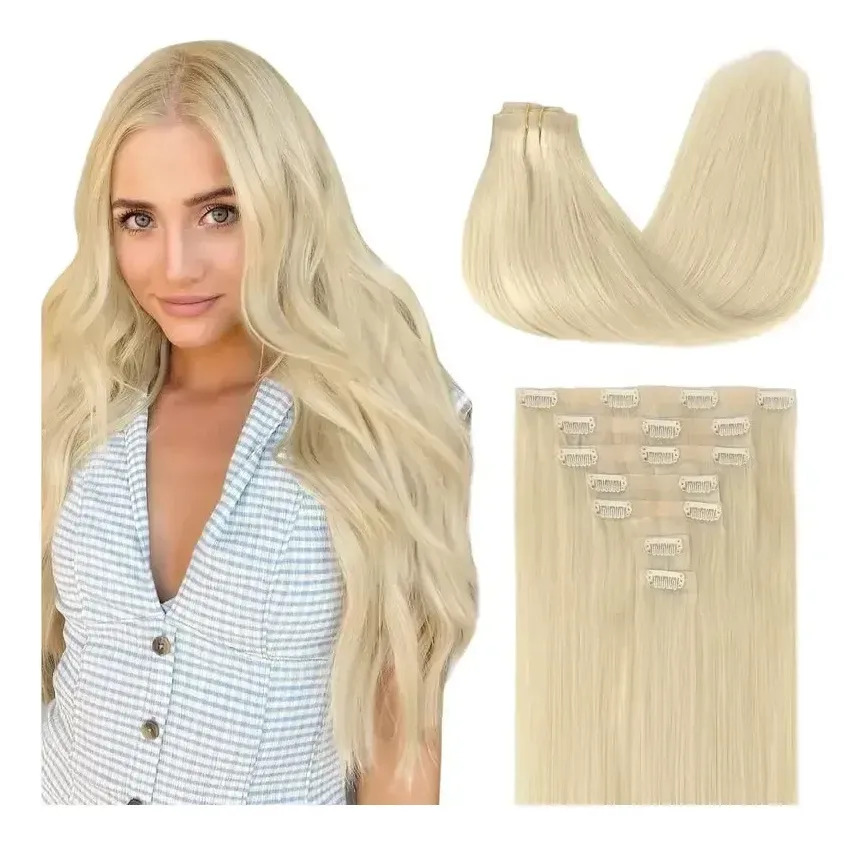 Cabello Humano Remy De 35 Cm En Platino Rubio Rubio Platino