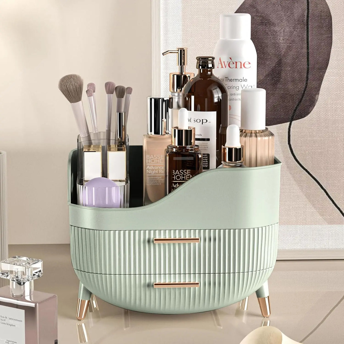 Organizador De Maquillaje, Cajones, Verde Salvia Grande - Image 6