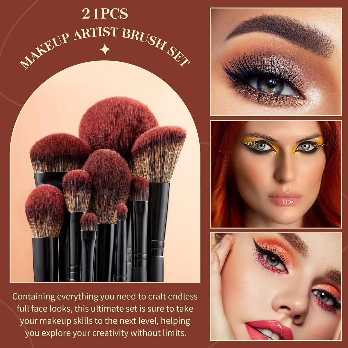 Brochas De Maquillaje Jessup Set Premium Sintético 21 Pieza Negro - Image 3