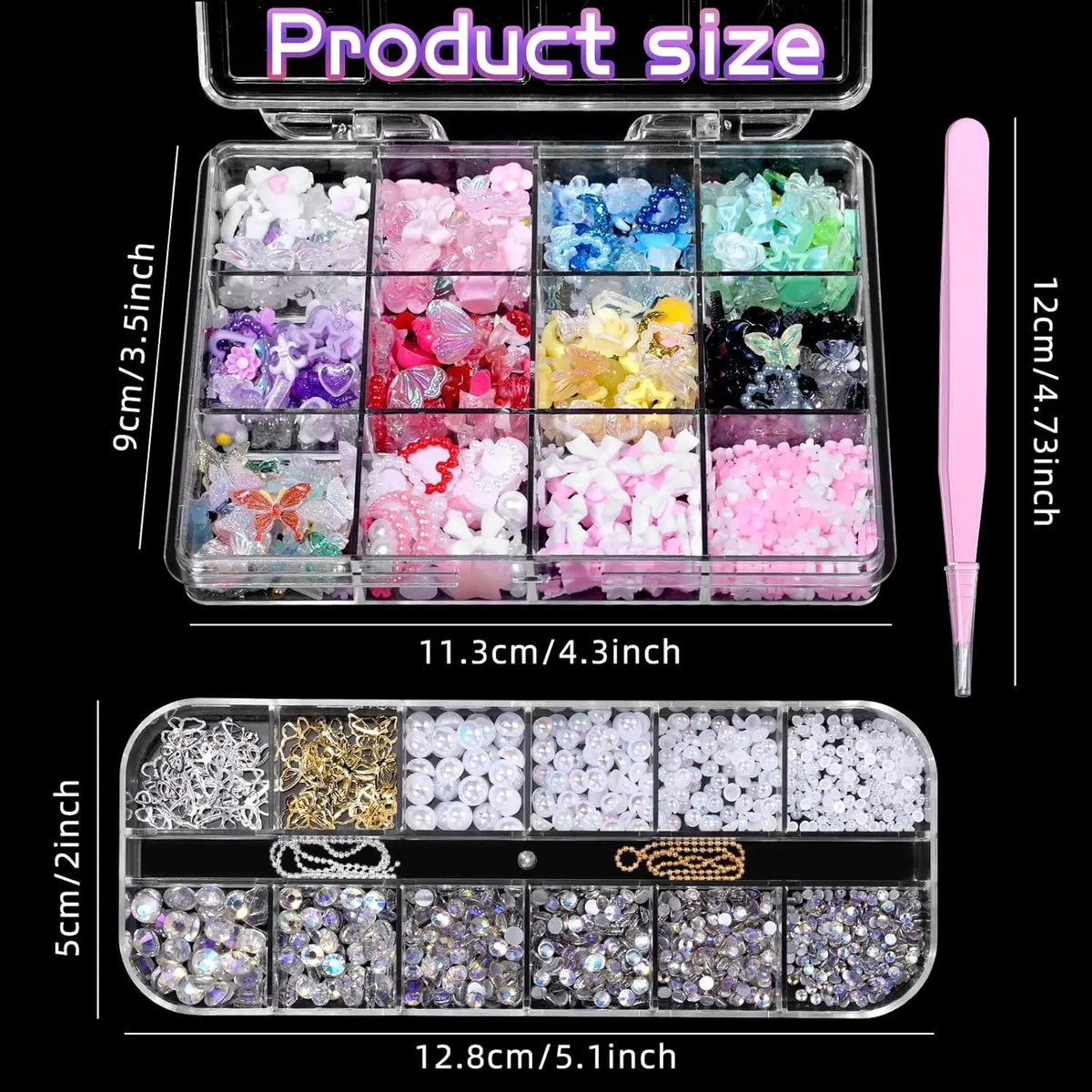 Conjunto De Charms Para Uñas Con Flores Y Corazones De 3d En - Image 3