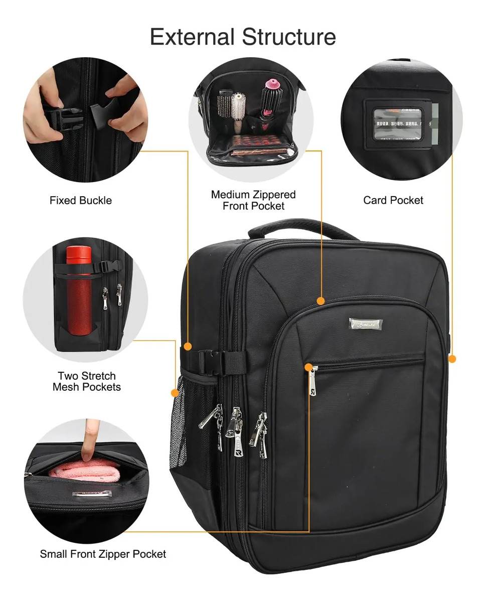 Bolso Maquillaje Extra Grande Profesional 3 Capas Negro - Image 4