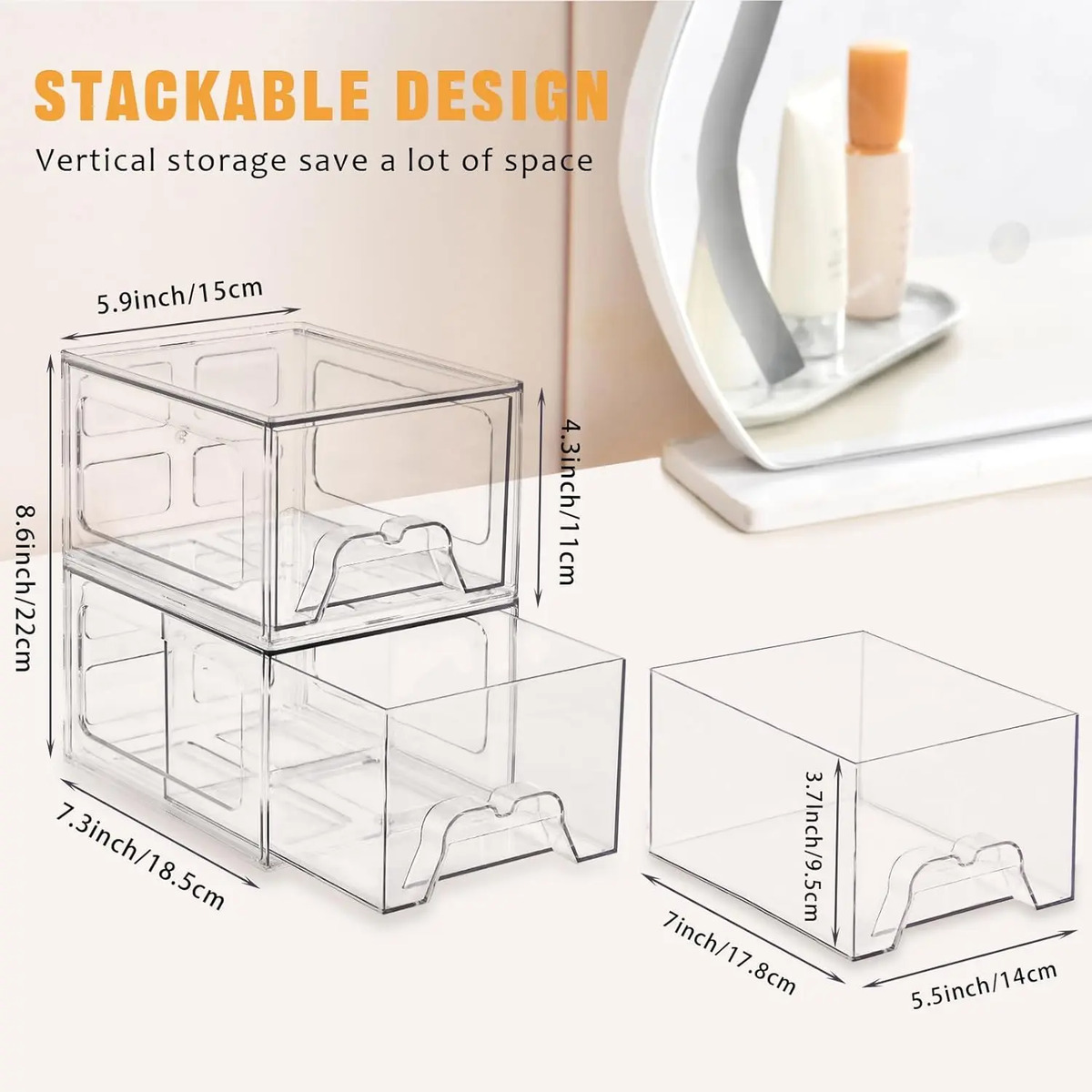 Organizador De Maquillaje Apilable De 11 Centímetros - Image 3