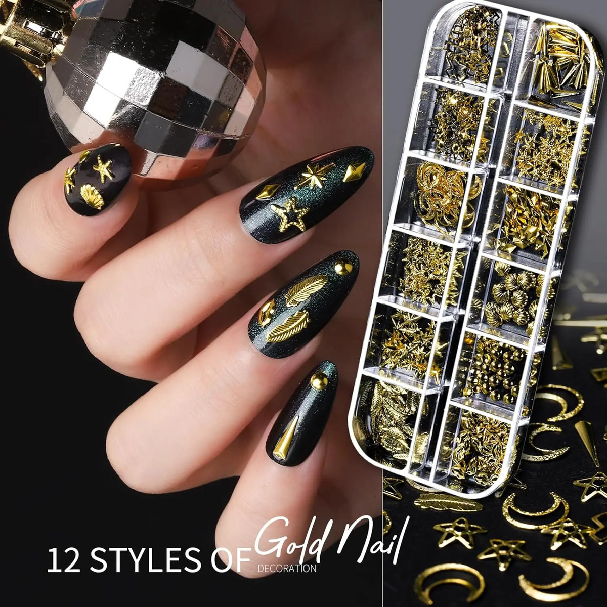 Kit De Arte De Uñas Con 15 Láminas De Calcomanías Doradas Y - Image 2