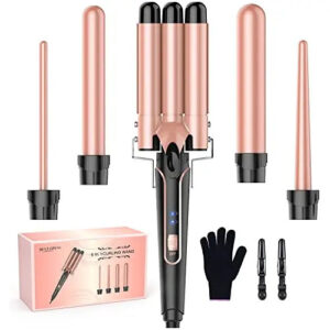 Set Rizador Pelo Y Tenazas Control Temperatura Rosa