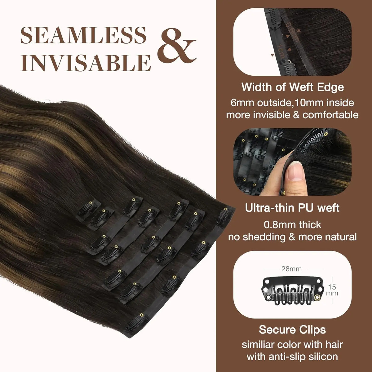 Extensiones Cabello Humano Remy Clip Para Mujeres - Image 4