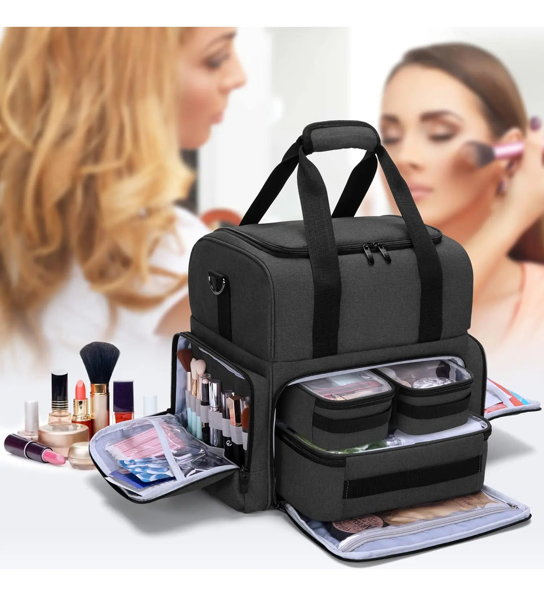Bolsa De Maquillaje Grande De Viaje Con Bolsitas Internas, N - Image 7