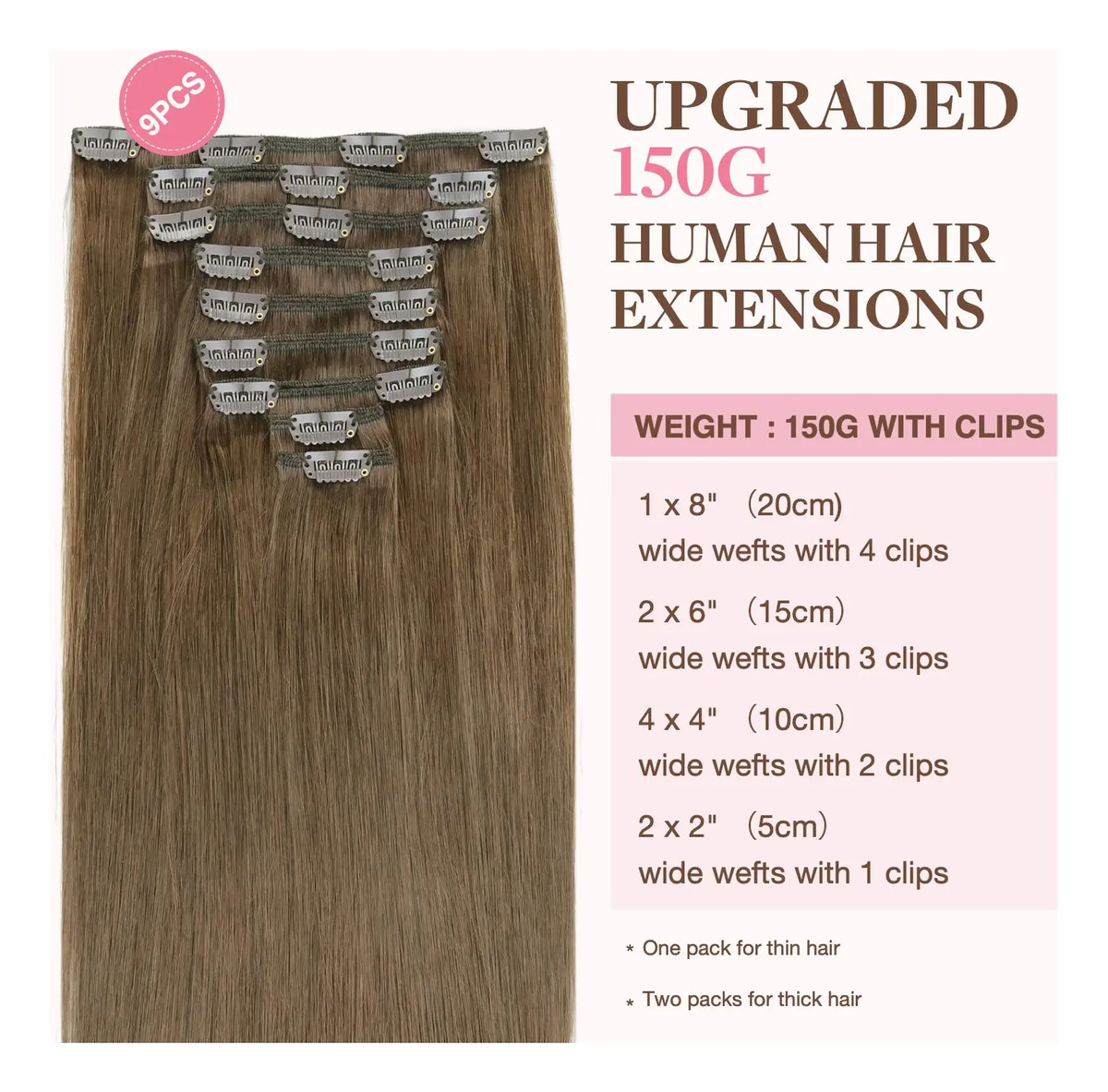 Cabello Humano Remy 50 Cm Marrón Claro Marrón Claro - Image 2