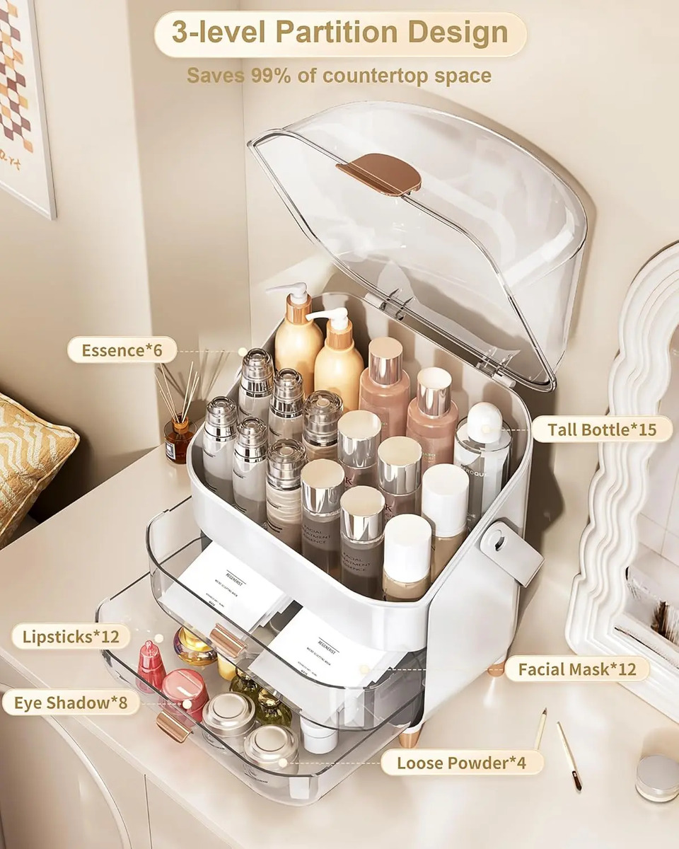 Organizador De Maquillaje En Rosa Dorado Para Baño - Image 6