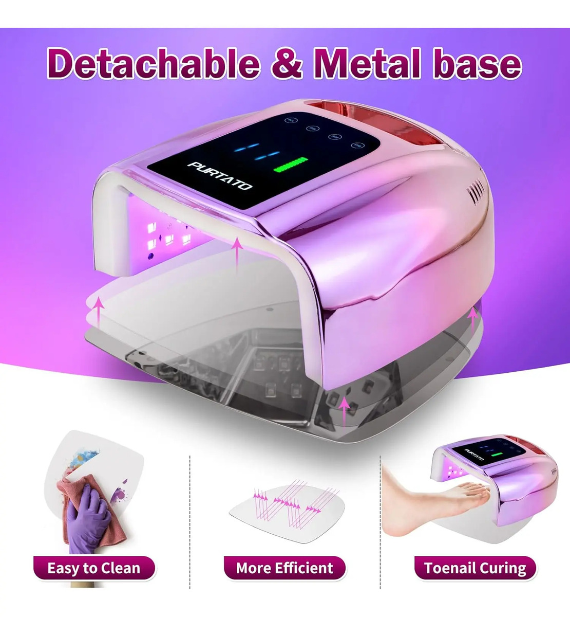 Luz Uv Portátil Recargable 96w Para Secado De Uñas Inoxidabl - Image 5