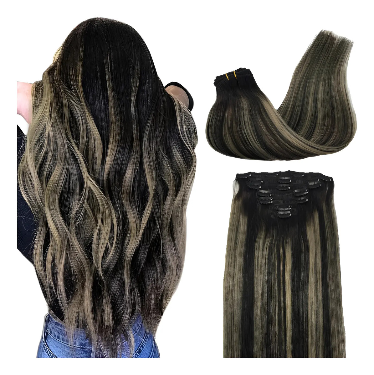 Extensiones Cabello Humano 35 Cm 120g 7 Piezas