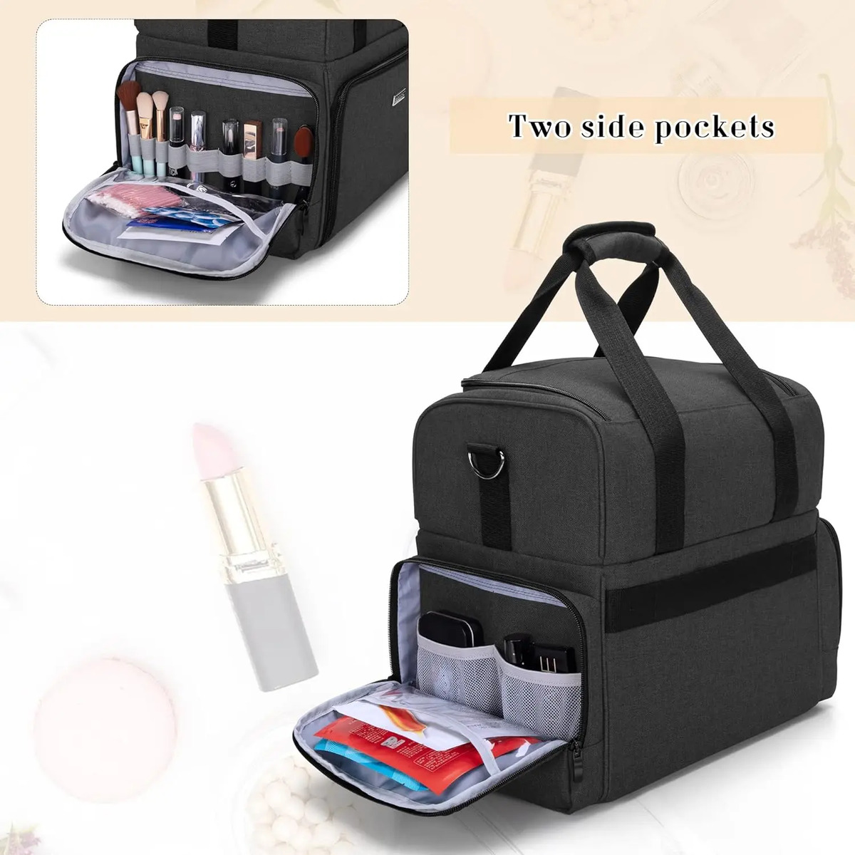 Bolsa De Maquillaje Grande De Viaje Con Bolsitas Internas, N - Image 4