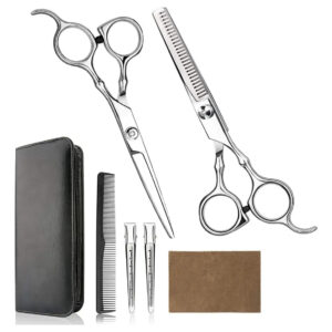 Tijeras De Corte Para Cabello Profesional Kit Con Peine Y Es Plateado